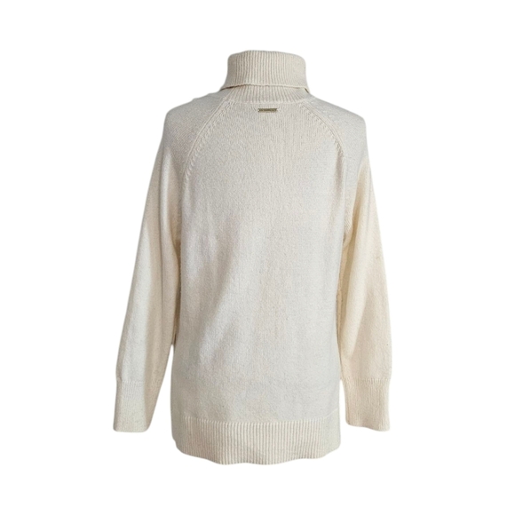 Michael Kors Decorative Button Oversized White Turtleneck Sweater - Picture 4 of 7